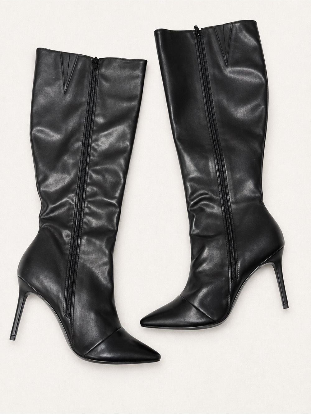 INC International Concepts Black Knee High Pointed Toe Stiletto Boots Size 12 - Picture 2 of 5